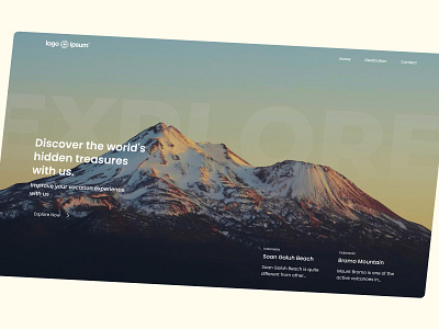 EXPLORER - Travel landing page branding clean companyprofile design figmadesign graphic design landingpage minimalist nature ui uidesign userinterface ux uxdesign web website