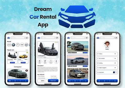 Car Rental App Design (8 pages) app design graphic design ui ux