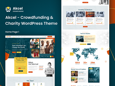 Akcel - Crowdfunding WordPress Theme charity creative design product design uiux web design website wordpress wptheme