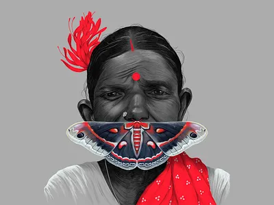 Watch your moth! art design flower illustration moth portrait sajid