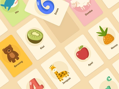 Children's Flashcard Case Study alphabet animal baby children childrens book childrens flashcard design flashcard fruit graphic design illustration kid kindergarten learning learning card number school toddler vector vegetable