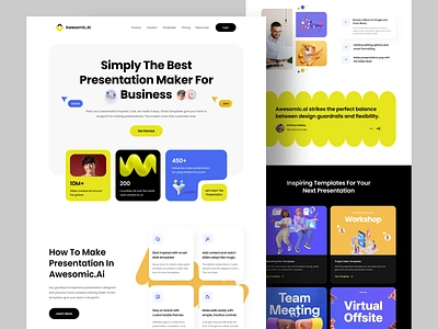 AI Presentation Assistant Landing Page app app ui best dribbble shot 2023 branding creative design landing page presentation product design sleek ui user experience user interface ux design uxdesign