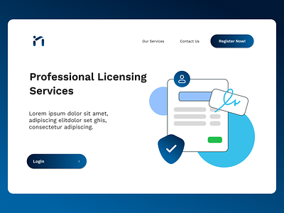 Professional Licensing Service Website blue certificate certification design license details licenses professional ui website