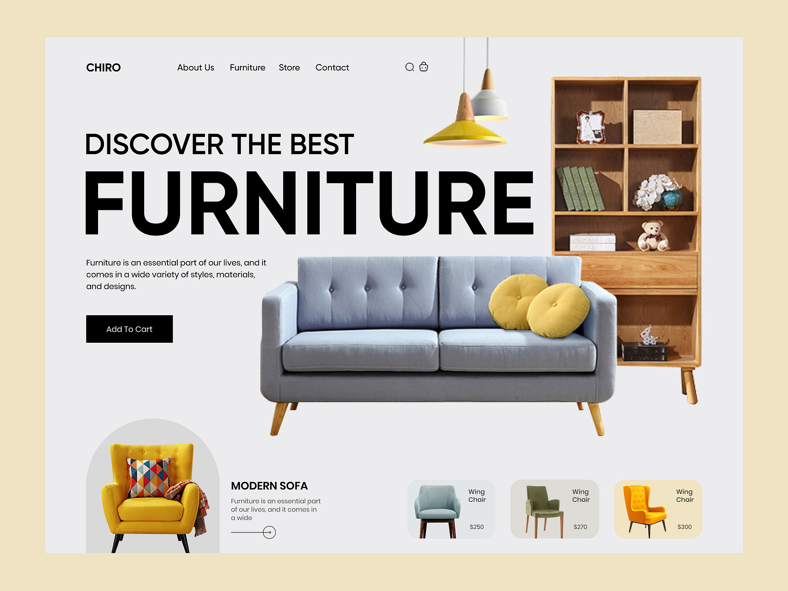 Modern Furniture Website Landing Page by Sri Mithun Dash on Dribbble