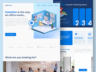Workspace Finding Website co working space coworking landing page coworking space landing page landing page design landingpage minimal officespace shared space space rent ui ux web design webdesign website design work from anywhere working working space workspace workspace finder