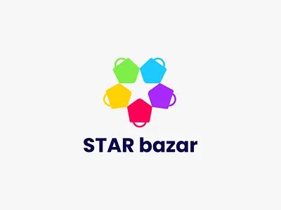 STAR BAZAR (BAG, STAR NEGATIVE SPACE LOGO EXPLORATION) abstract logo app icon awesome logo bazar bag logo bazar logo branding branding identity colorful logo cool logo flat logo logo logo design logotype modern logo negative space logo new logo shopping logo star logo tech logo visual identity