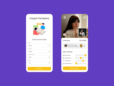 Online interview company interview interviewee interviewer job linguist meeting mobile app mobile design online online interview rate science ui ui ux ux work worker