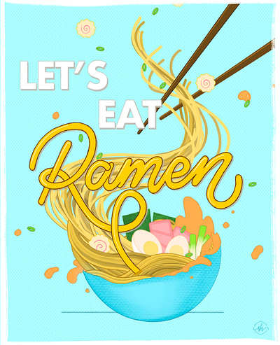 Let's eat ramen! book illustration design digital illustration flat illustration graphic design illustration lettering type typography