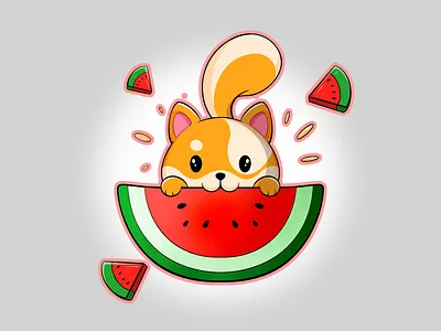 Delicious Watermelon 🍉 cutedog dog doge dogeating dogeatingwatermelon dogecoin dogicon doglogo dogmascot donutdog eatingdog funnydog gangdog logo mascot mascotdog mascotlogo shiba watermelon yellowdog