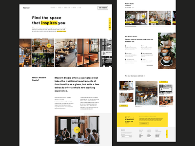 Modern Studio Home Page Design adobexd blackandyellow bny branding coworking figma homepage homepagedesign landingpage logo officespace sketch uiux userinterface webdesign websitedesign