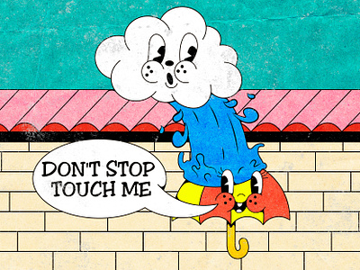 don't stop touch me 1930 1930s cartoon character cloud comic cuphead illustration love mid century old cartoon old school pop culture poster poster design poster illutration rain rubber hose rubberhose vintage weather