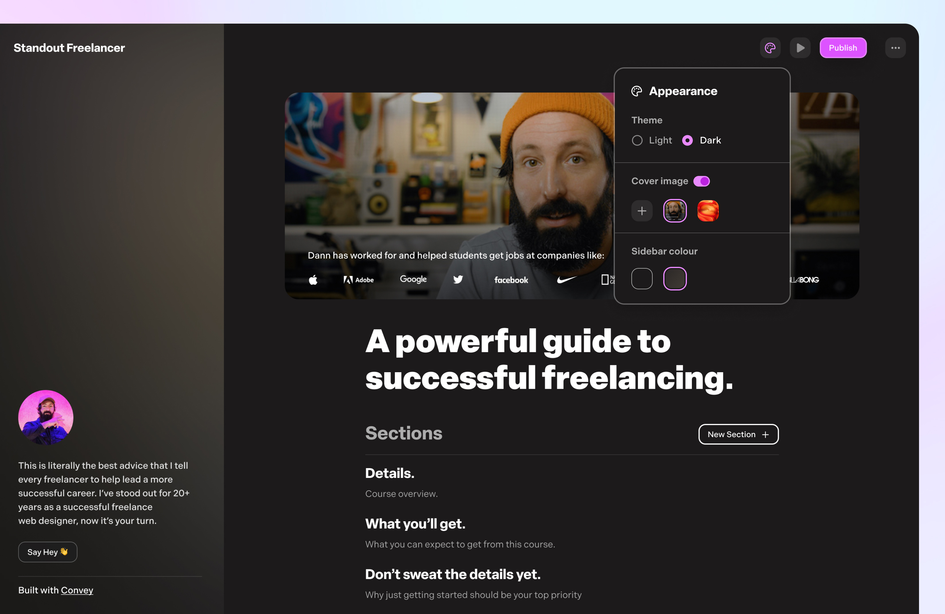Convey Course Builder - Course Home convey course course builder editor no code wysiwyg