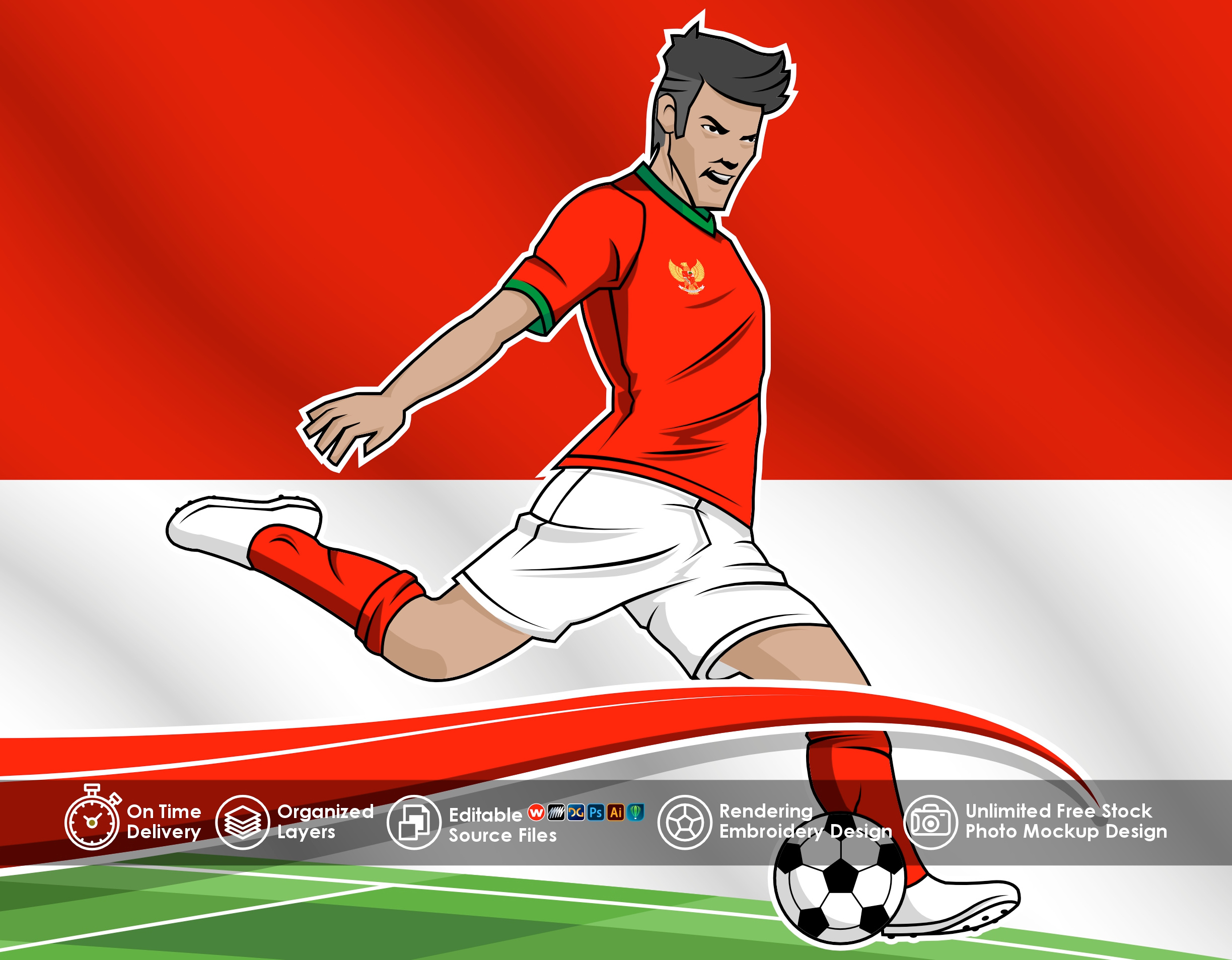 Indonesian Football Club Logo Embroidery Design concept design design embroidery design embroidery logo fashion design graphic design illustration patch design techpack design vector