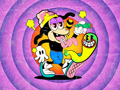 addicted doggy and ghost 1930 1930s 420 addicted cartoon character character character illustration disney dog drug ghost illustration lsd old cartoon old school pop culture rubber hose rubberhose stoner vintage