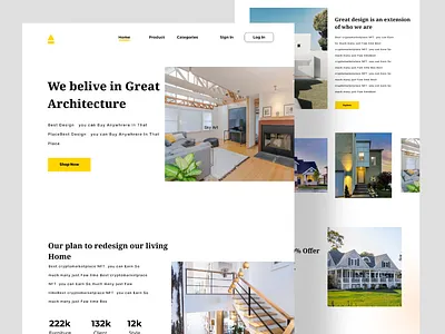 landing page Architecture studio architecture design art design graphic design home page interior architecture interior design landing landing page landing page ui landing page ux minimal property real estate ui uxdesign web website