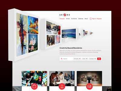 Artzing Website art auction exhibition landing page minimal museum ui webpage website