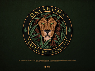 Oklahoma Territory Farms LLC animal badge badge design brand identity branding cannabis design graphic design hand drawing hand drawn hand drawn logo illustration illustrator lion logo logo design marijuana vintage vintage design vintage logo