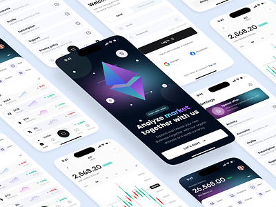 PrismCoin cryptocurrency mobile app android app banking crypto design flat ginance home ios layo light login mobile navigation splash studio ui ux