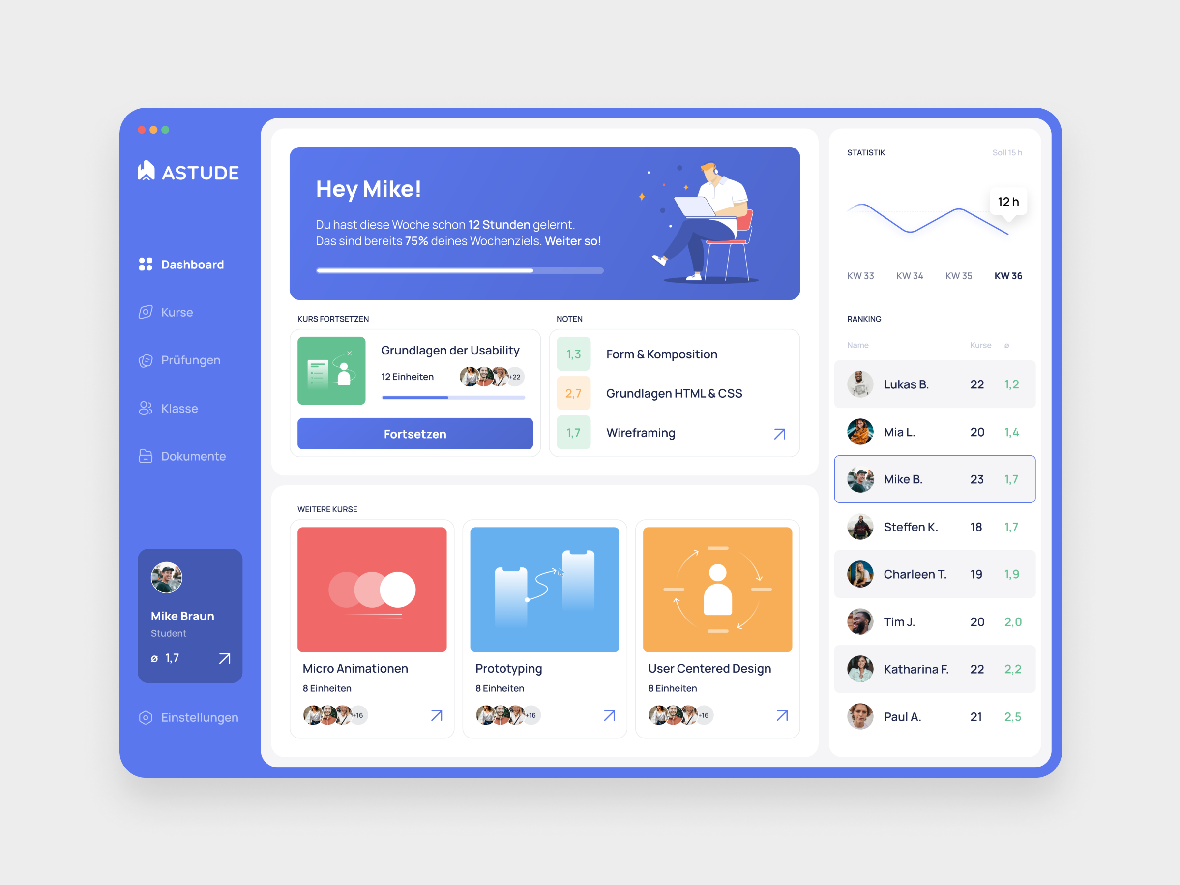 UX/UI Design E-Learning-Plattform Design Concept animation app concept course dashboard design e learning education learning online plattform preloading screen ui ux webapp