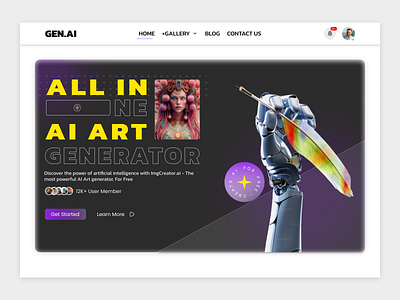 GEN.AI - Hero for landing page text to Ai Illustration ai ai generator art generator hero illustration text text generator text to illustration ui ui website ux web design website