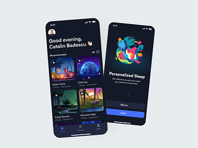 Sleep Sounds App - Part 2 app design app design inspiration app designer design tips home screen onboarding screen sleep sounds app ui ui design ui designer ui inspiration ui tips ui trends user experience user experience design user interface ux design ux designer ux inspiration