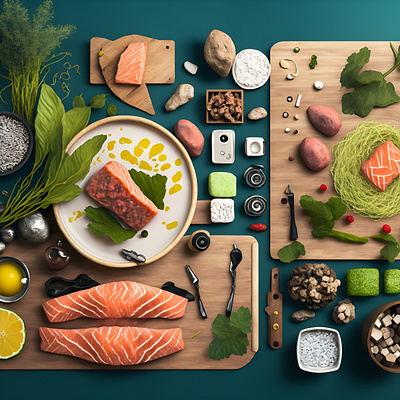 азиатская кухня из лосося abstract design food graphic design illustration knollling salmon