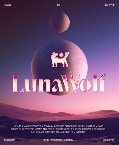 LunaWolf Brand 3d artwork brand branding design emblem experimental futuristic graphic design identity illustration landscape logo luna moon movie space typography wolf woman