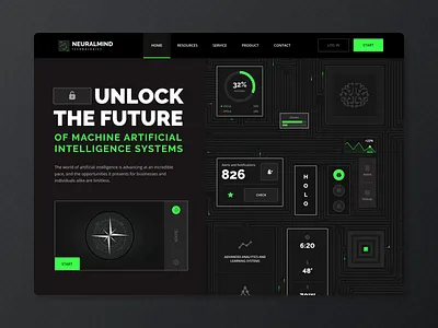 AI Tool | Neuralmind AI | Concept ai animation artificial intelligence branding chatgpt crypto dark design green landing landing page motion openai tech ui ux web webflow website
