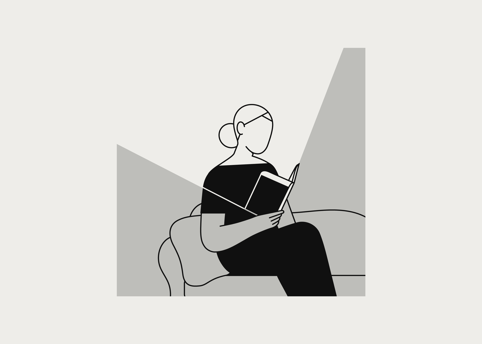 Read alone book design flat illustration lineart mental health minimalistic monochromatic read vector