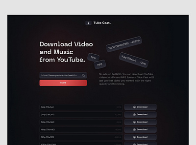 Download Youtube video website concepte design download video figma graphic design landing page minimal typography ui ux web design youtube