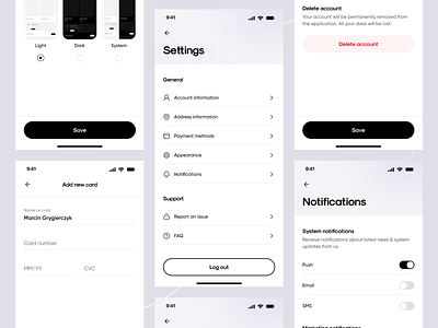 Mobile Settings - IOS App account app application clean design mobile notifications payments personal settings simple ui uidesign uiux ux uxdesign