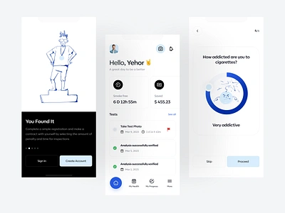 Mobile app to help quit smoking app branding clean design game style gamification graphic design health homepage interface ios ios app mobile app onboarding overview smoke smoking top top shot ui up