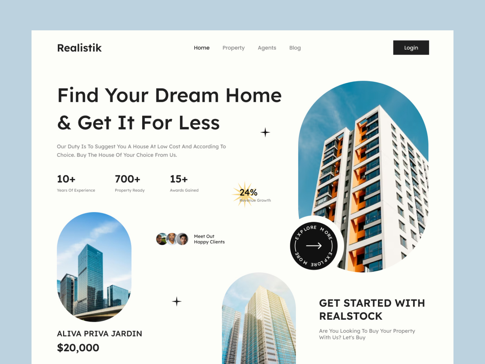 Real estate website header by Nizam on Dribbble