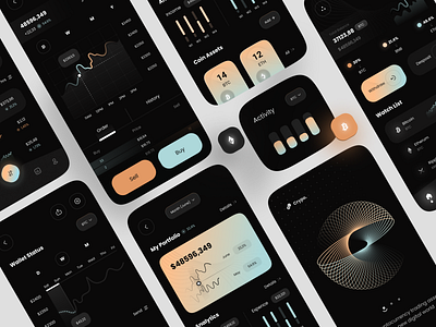 Cryptocurrency App analytic app app design bitcoin blockchain clean coin crypto dark design exchange finance finance app graph illustration minimal mobile design ui uiux ux