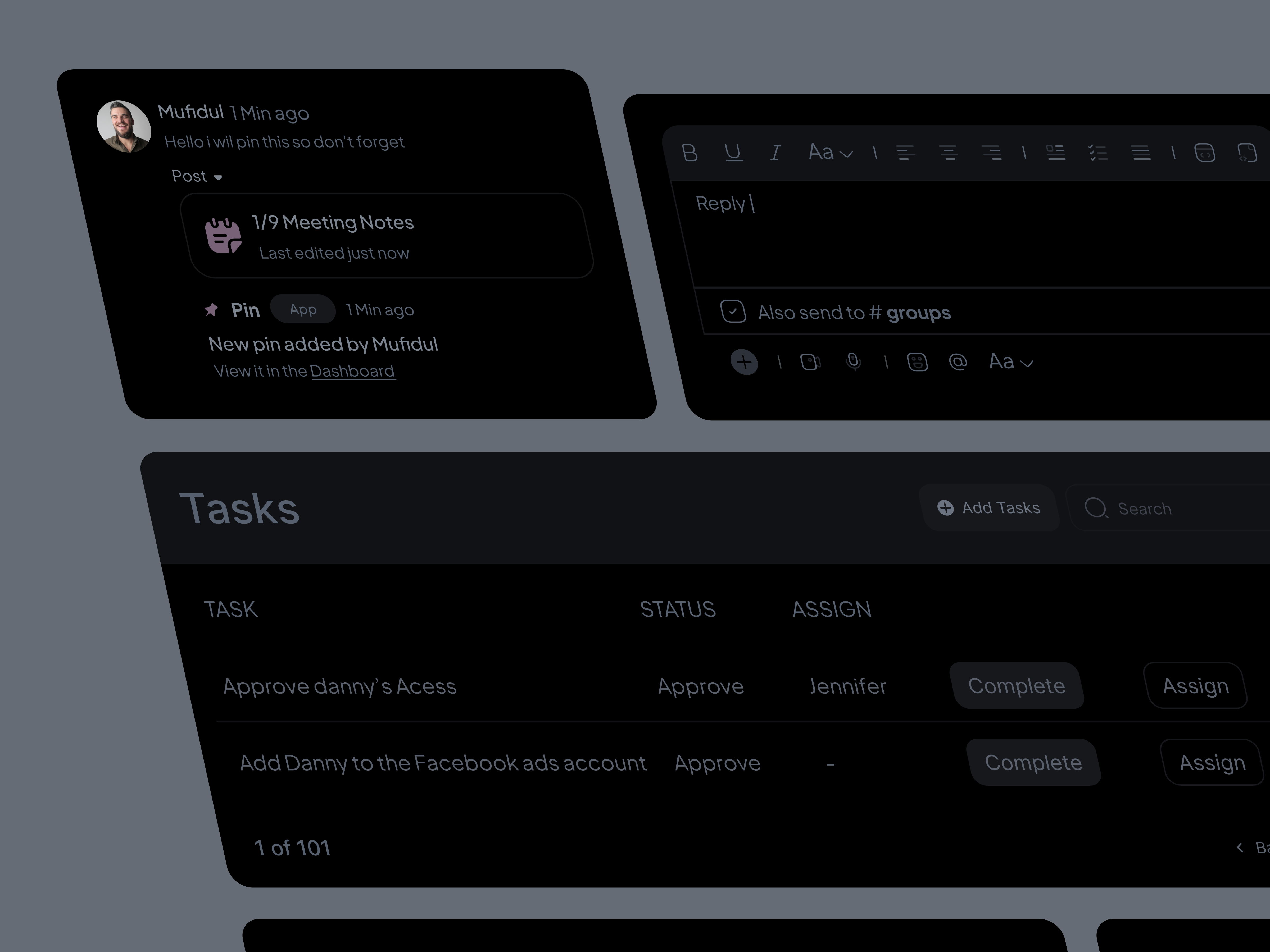 Collaborative Task Management Platform UI Component text editor brand kit builder cards ui color color palette component design designsystem edit editor figma interaction minimal note product design typography edit ui uidesign uxdesign webdesign