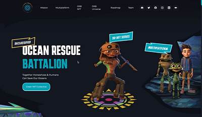 Ocean Rescue Battalion NFT Landing Page blockchain crypto design crypto. cryptocurrency design illustration interface logo ui web