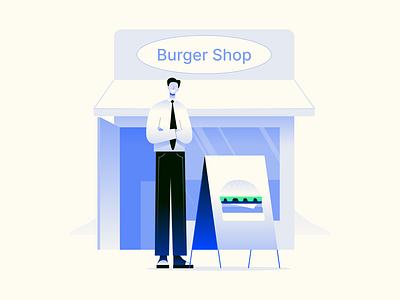 Burger Shop app illustration branding burger design flat gradiant graphic design illustration logo minimal simple texture ui ux vector web web illustration website