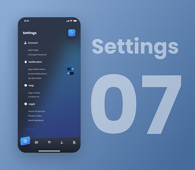 settings - dailyui007 007 app dailyui dailyui007 design mobile mobile app navigation bar profile settings settings tab bar ui