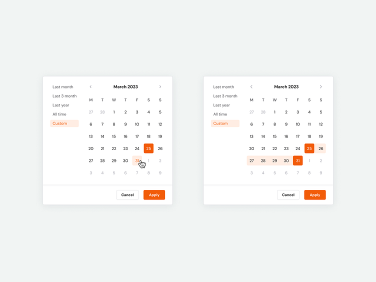 Calendar/Date Picker by Nataliia Duma on Dribbble