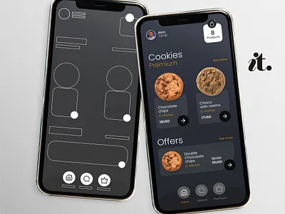 Cookies App food app design graphic design product design prototype sample ui simple ui design ui ui design ui wireframe unique black ui design wireframe