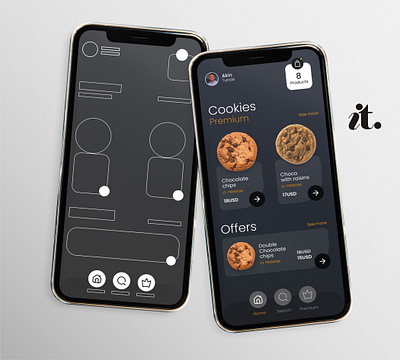 Cookies App food app design graphic design product design prototype sample ui simple ui design ui ui design ui wireframe unique black ui design wireframe