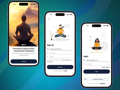 Asana Path - Mobile App Ui Design ai app ui ui design ux design yoga aap