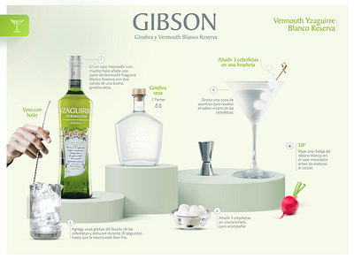 Infographic - Gibson Cocktail cocktail composition drinks gibson graphic design green infographic photoshop retouch spain vermouth yzaguirre