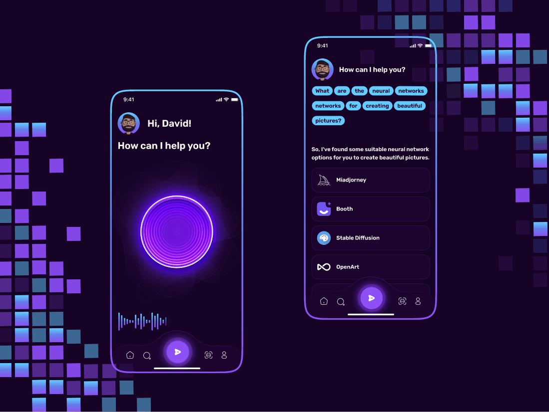 Mobile speech synthesis application. animation app design mobile mobile app speech synthesis ui