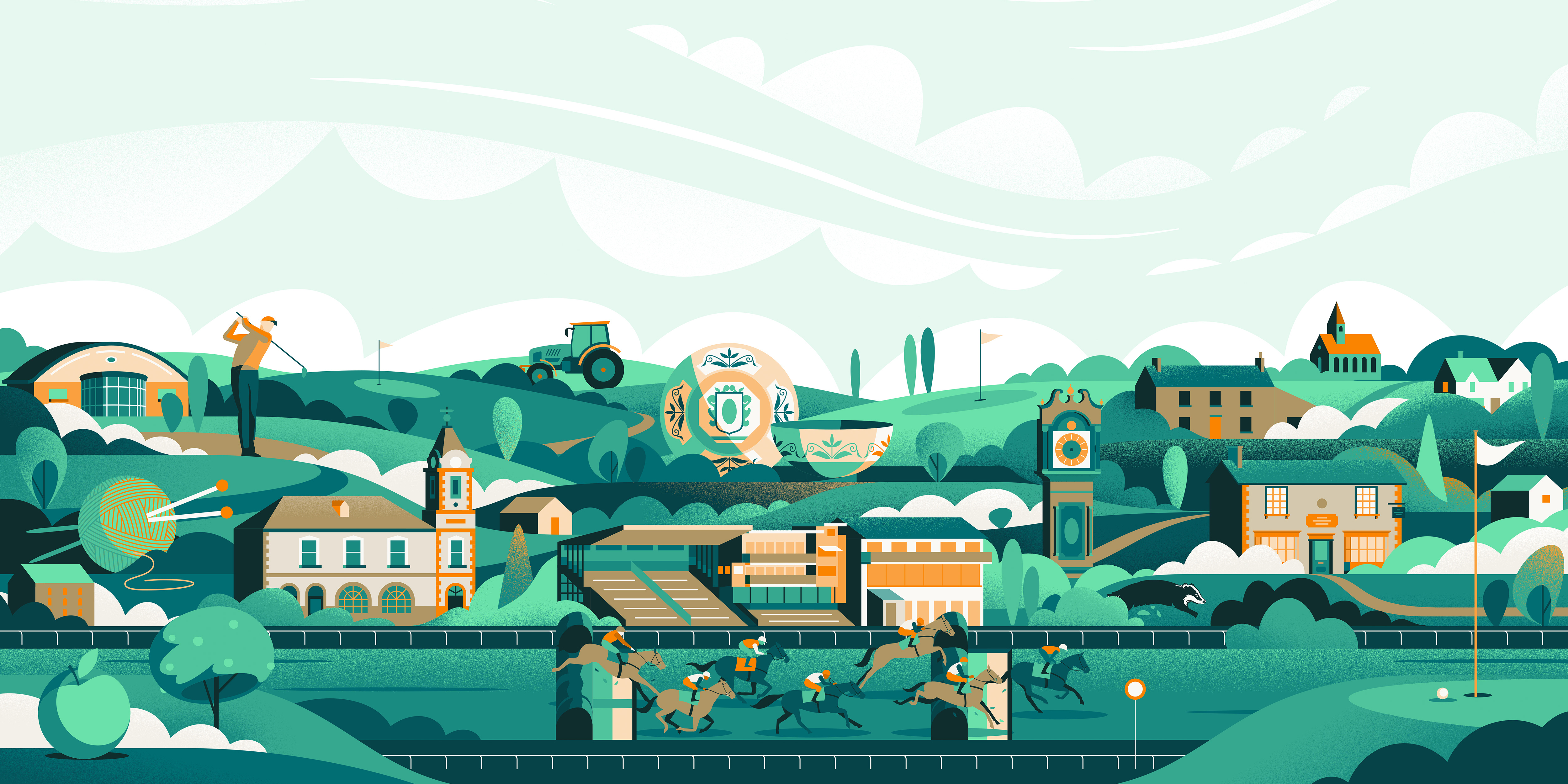 The Jockey Club 6/14 betting championship competition equestrian finish line grandstand horse racing horseback riding jockey club newmarket racetrack paddock racecourse spectator sport starting gate thoroughbred turf vector illustration venue winning