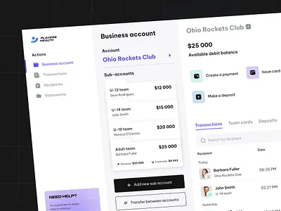 Players Health - Fintech Case Study bank case study finance finance app financial financial app fintech fintech app money transfer app platform product design transactions ui uiux ux web app web app design web application web application design web platform