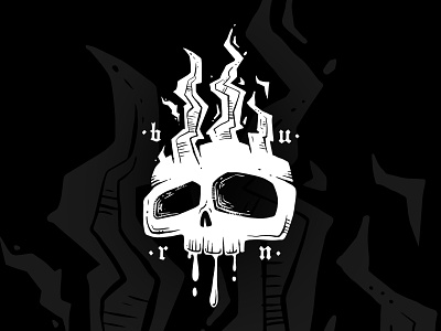 Burn bones burn cartoon character comic fire flame gothic ignite illustration mascot metal skeleton skull t shirt design