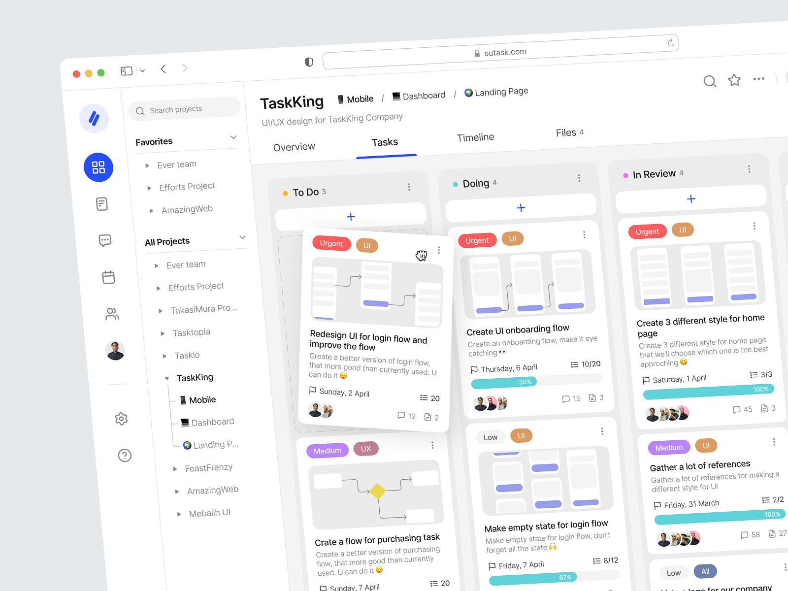 Sutask - Task Management Dashboard by Dhira Danuarta for Caraka on Dribbble