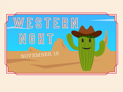 Western Night Screen Graphic adobe blue cactus church cowboy desert design gradient grainy graphic design illustration illustrator kids old west rodio screen graphics tan western yee yee yeehaw