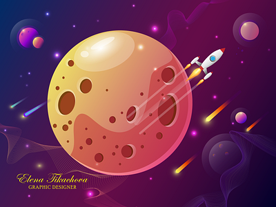 Space adobe illustrator cute design graphic design illustration modern rocket space stilish vector